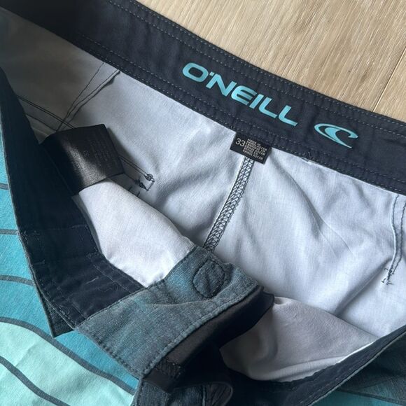 O’neill Blue Striped Swim Trunks Board Shorts Size 33 Medium - Picture 3 of 4